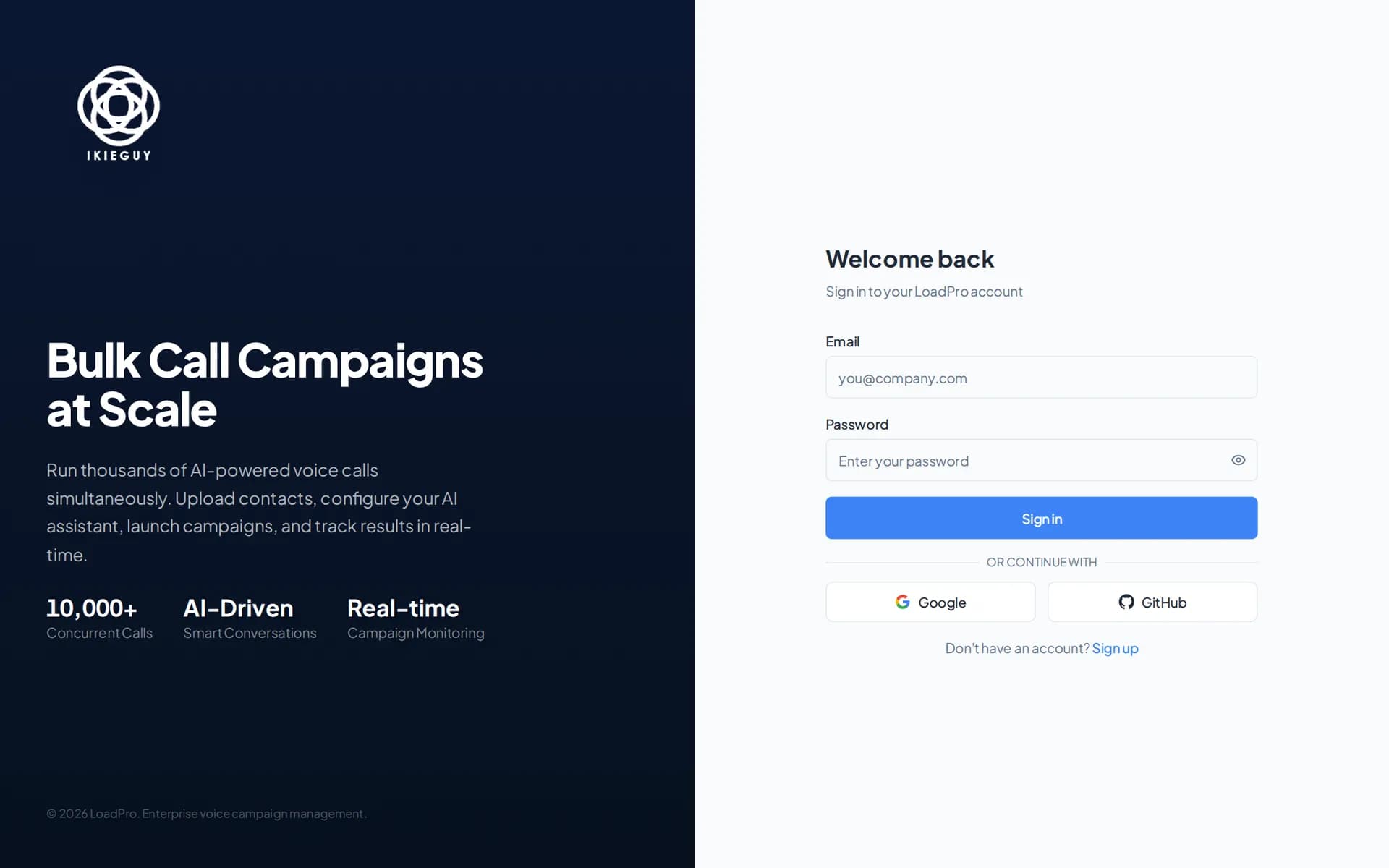 HelpDesk campaign console: bulk AI call campaigns at scale
